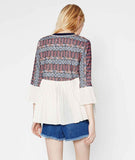 Mesh Paneled Open-Shoulder Top